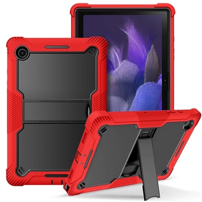 Samsung Galaxy Tab A8 10.5" Slim Heavy Duty Shockproof Rugged Case With Kickstand Red / Black
