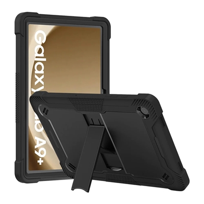 Samsung Galaxy Tab A9 PLUS 11" 2023 Slim Heavy Duty Shockproof Rugged Case With Kickstand Black / Black
