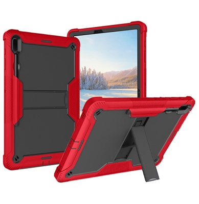 Samsung Galaxy Tab S8 PLUS / S7 PLUS / S7 FE Slim Heavy Duty Shockproof Rugged Case With Kickstand Red / Black