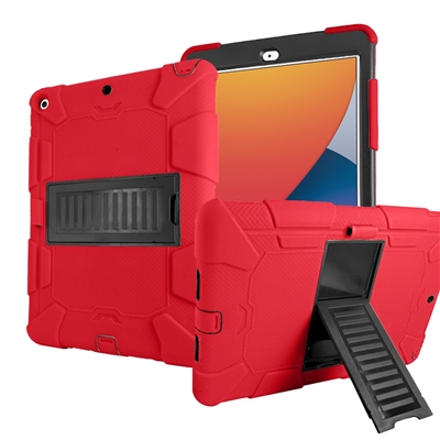 Apple iPad 7/8/9th Gen 10.2" Heavy Duty Kickstand Protective Cover With Pen Holder Case Red / Black