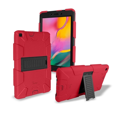 Samsung Galaxy Tab A 8.0" (2019) T290/T295 Heavy Duty Kickstand Protective Cover Case Red