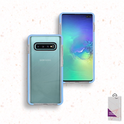 Samsung Galaxy S10 Plus/ S10+ Crystal Clear With Color bumper TECH Style Case TPU06- Blue