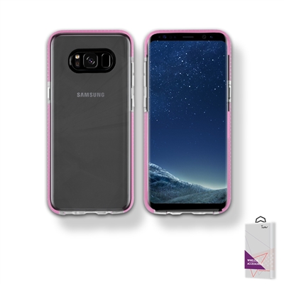 Samsung Galaxy S8 Plus Crystal Clear With Color bumper TECH Style Case Pink