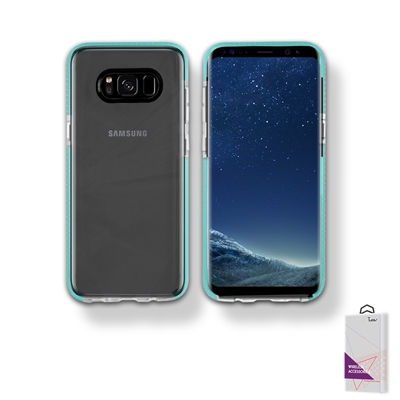 Samsung Galaxy S8 Plus Crystal Clear With Color bumper TECH Style Case Teal