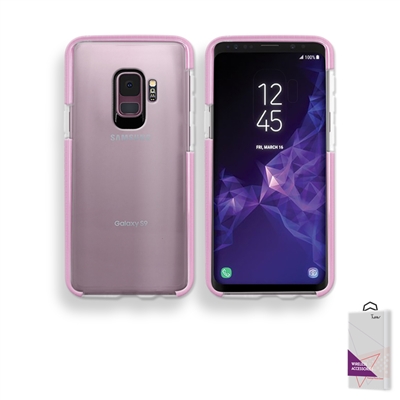 Samsung Galaxy S9 Crystal Clear With Color bumper TECH Style Case- Pink