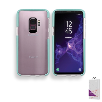 Samsung Galaxy S9 Crystal Clear With Color bumper TECH Style Case Teal