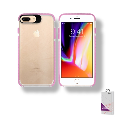 iPhone 6 Plus/ 7 Plus/ 8 Plus Crystal Clear With Color bumper High Quality TPU Case Pink