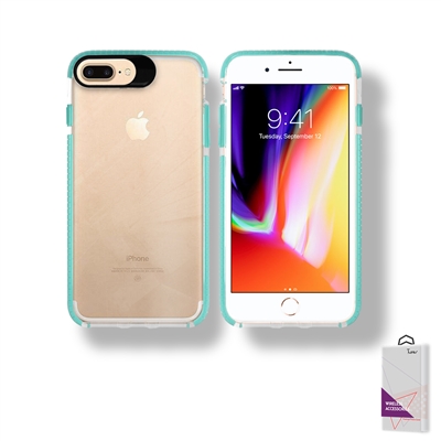 iPhone 6 Plus/ 7 Plus/ 8 Plus Crystal Clear With Color bumper High Quality TPU Case Teal