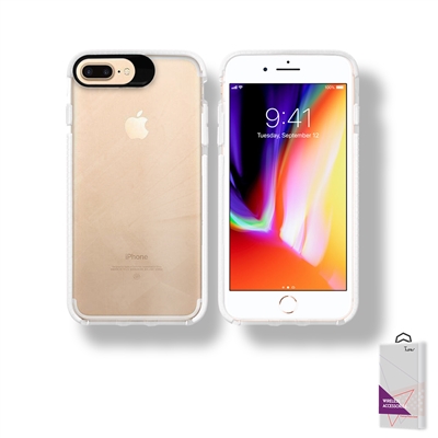 iPhone 6 Plus/ 7 Plus/ 8 Plus Crystal Clear With Color bumper High Quality TPU Case White