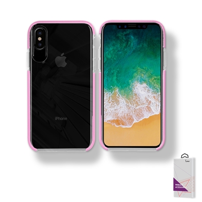 iPhone X Crystal Clear With Color bumper High Quality TPU Case Pink