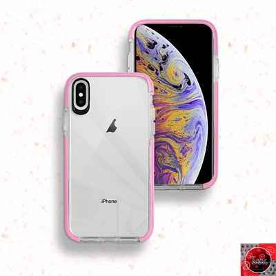 iPhone XR Crystal Clear With Color bumper High Quality TPU Case Pink