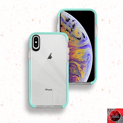 iPhone XR Crystal Clear With Color bumper High Quality TPU Case Teal
