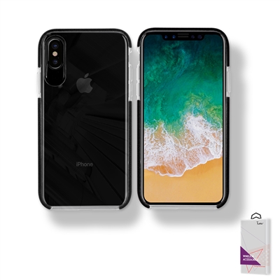 iPhone XS MAX Crystal Clear With Color bumper High Quality TPU Case Black
