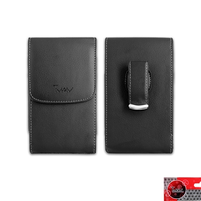 Vertical PU Leather Swivel Clip Pouch Black VP02 V300