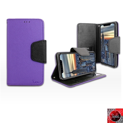 Apple iPhone X Leather Wallet Case WC01 Purple