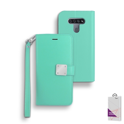 LG K51 Double Leather Wallet Case WC05 Teal