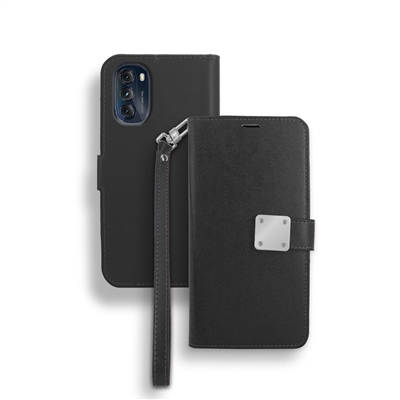 Motorola MOTO G 5G (2022) Double Leather Wallet Case WC05 Black