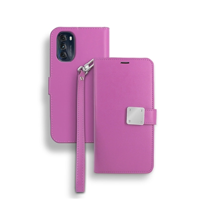 Motorola MOTO G 5G (2022) Double Leather Wallet Case WC05 Hot Pink