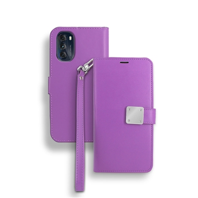 Motorola MOTO G 5G (2022) Double Leather Wallet Case WC05 Purple