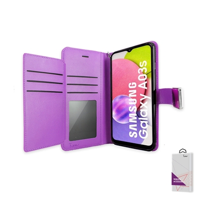 Samsung Galaxy A03S Wallet Case Double Fold with Extra Card Slots WC05 PURPLE