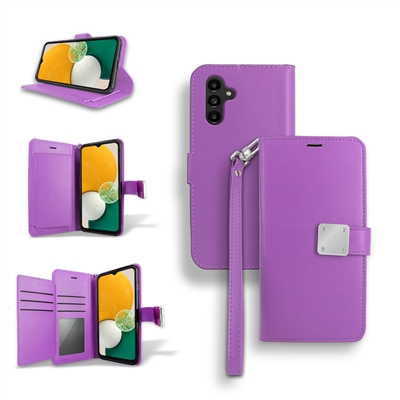 Samsung Galaxy A14 5G Wallet Case Double Fold with Extra Card Slots WC05 Purple