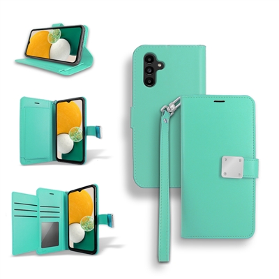 Samsung Galaxy A14 5G Wallet Case Double Fold with Extra Card Slots WC05 Tiffany Green