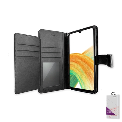 Samsung Galaxy A33 5G Wallet Case Double Fold with Extra Card Slots WC05 Black