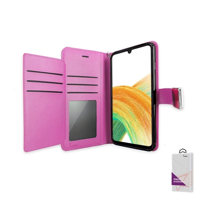 Samsung Galaxy A33 5G Wallet Case Double Fold with Extra Card Slots WC05 HOT PINK