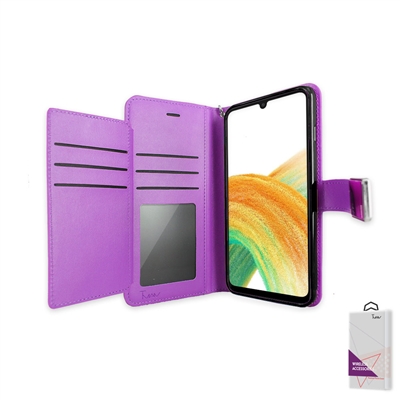 Samsung Galaxy A33 5G Wallet Case Double Fold with Extra Card Slots WC05 PURPLE