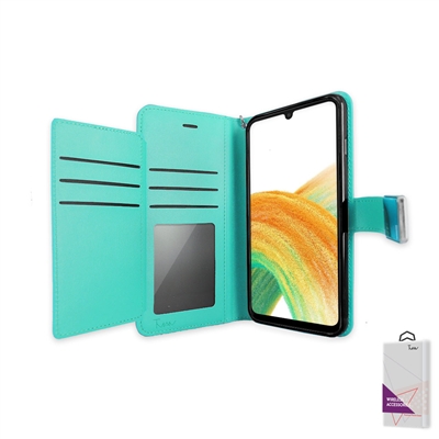 Samsung Galaxy A33 5G Wallet Case Double Fold with Extra Card Slots WC05 TIFFENY GREEN