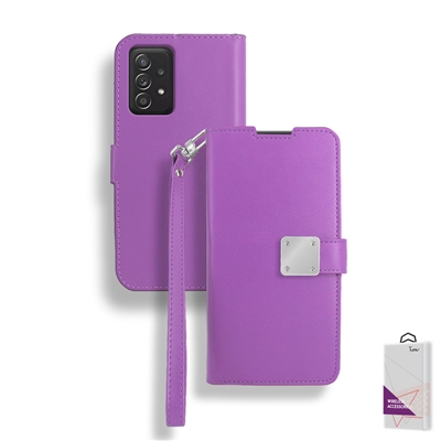 Samsung Galaxy A52 5G/4G Wallet Case Double Fold with Extra Card Slots WC05 Purple