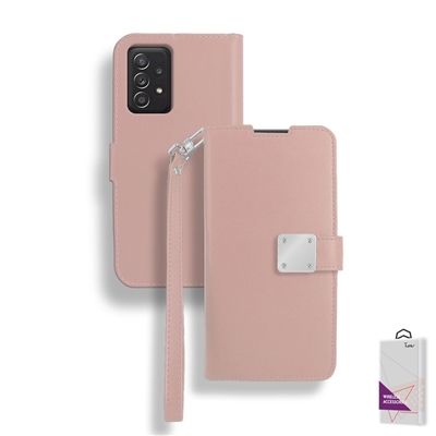 Samsung Galaxy A52 5G/4G Wallet Case Double Fold with Extra Card Slots WC05 Rose Gold