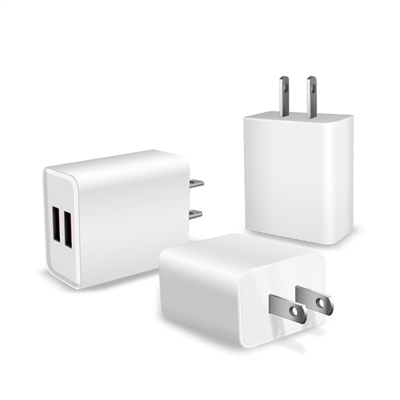 3.1 Amp Fast Charger Dual USB Port Wall Adapter White (Bulk)